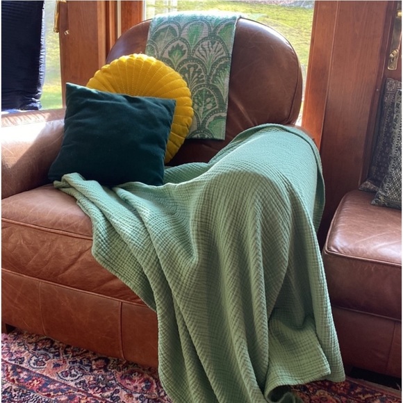 Succulents Reversible Textile Boho Decor Organic Cotton Weave Blanket Wrap - Picture 10 of 14